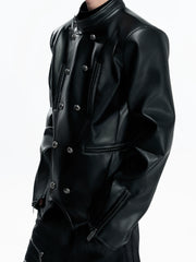 【26s Mar.】Napoleon Double-Breasted Leather Jacket