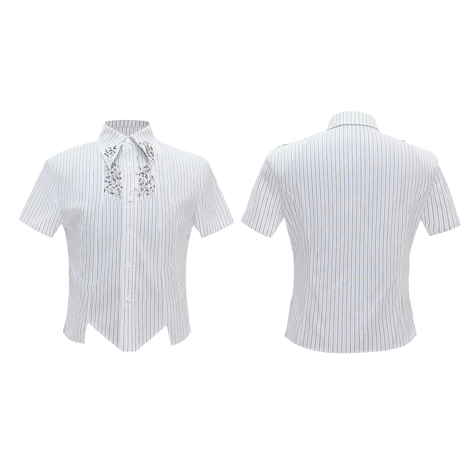 Structured Stand Collar Asymmetric Shirt