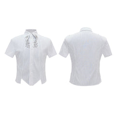 Structured Stand Collar Asymmetric Shirt