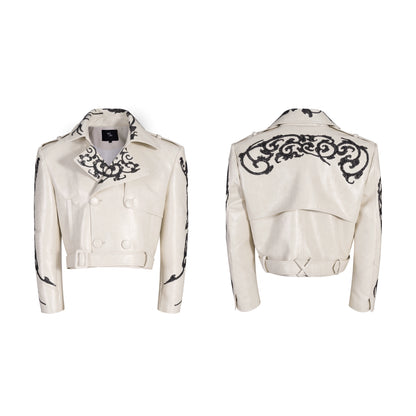 【25s Oct.】Cool Motorcycle Sequined Cropped Leather Jacket