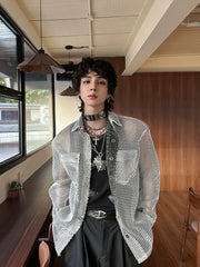 【26s Jan.】Sheer Mesh Korean-Style Casual Shirt