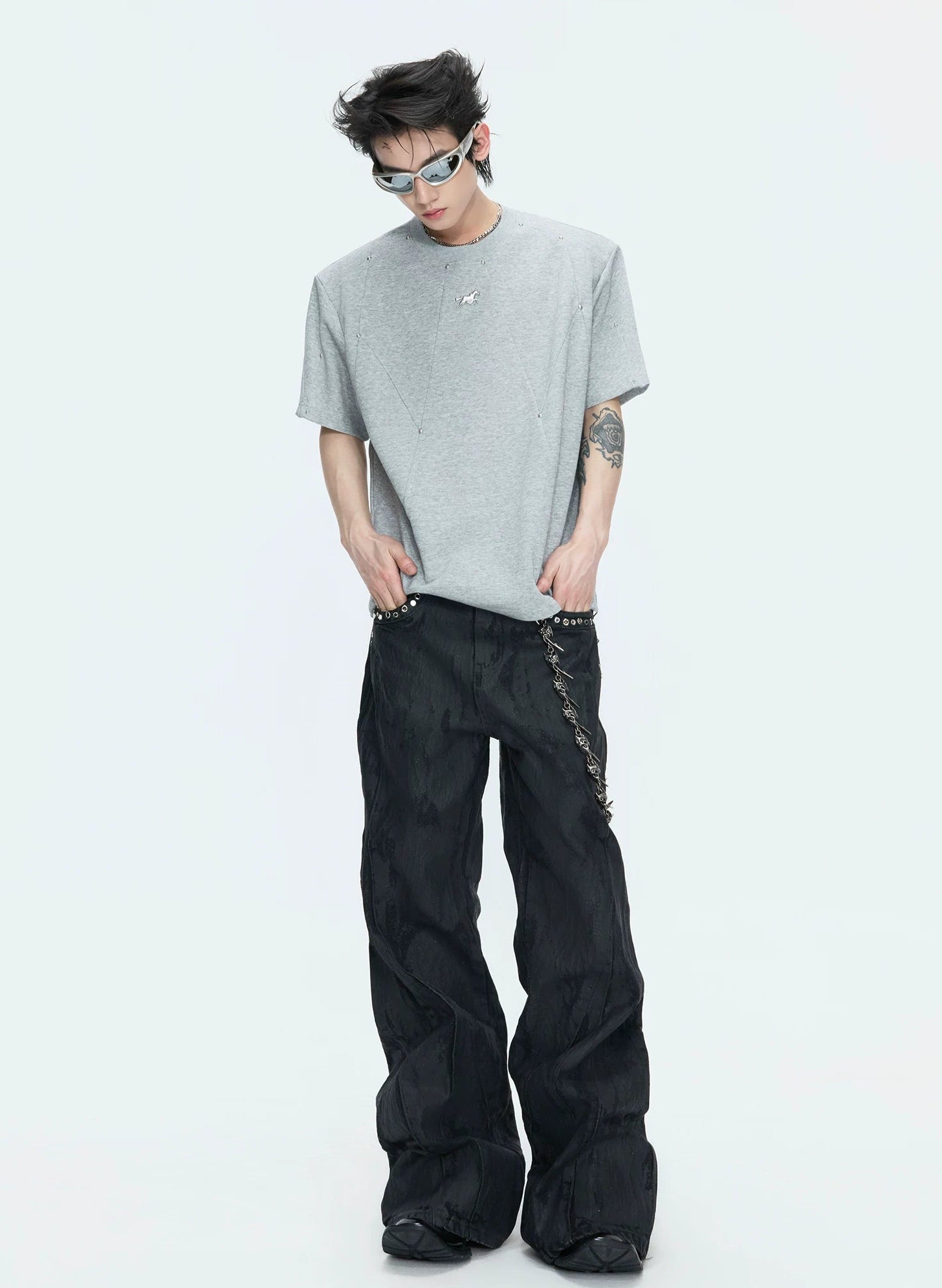 【26s May】Studded Deconstructed Boxy Shoulder Tee