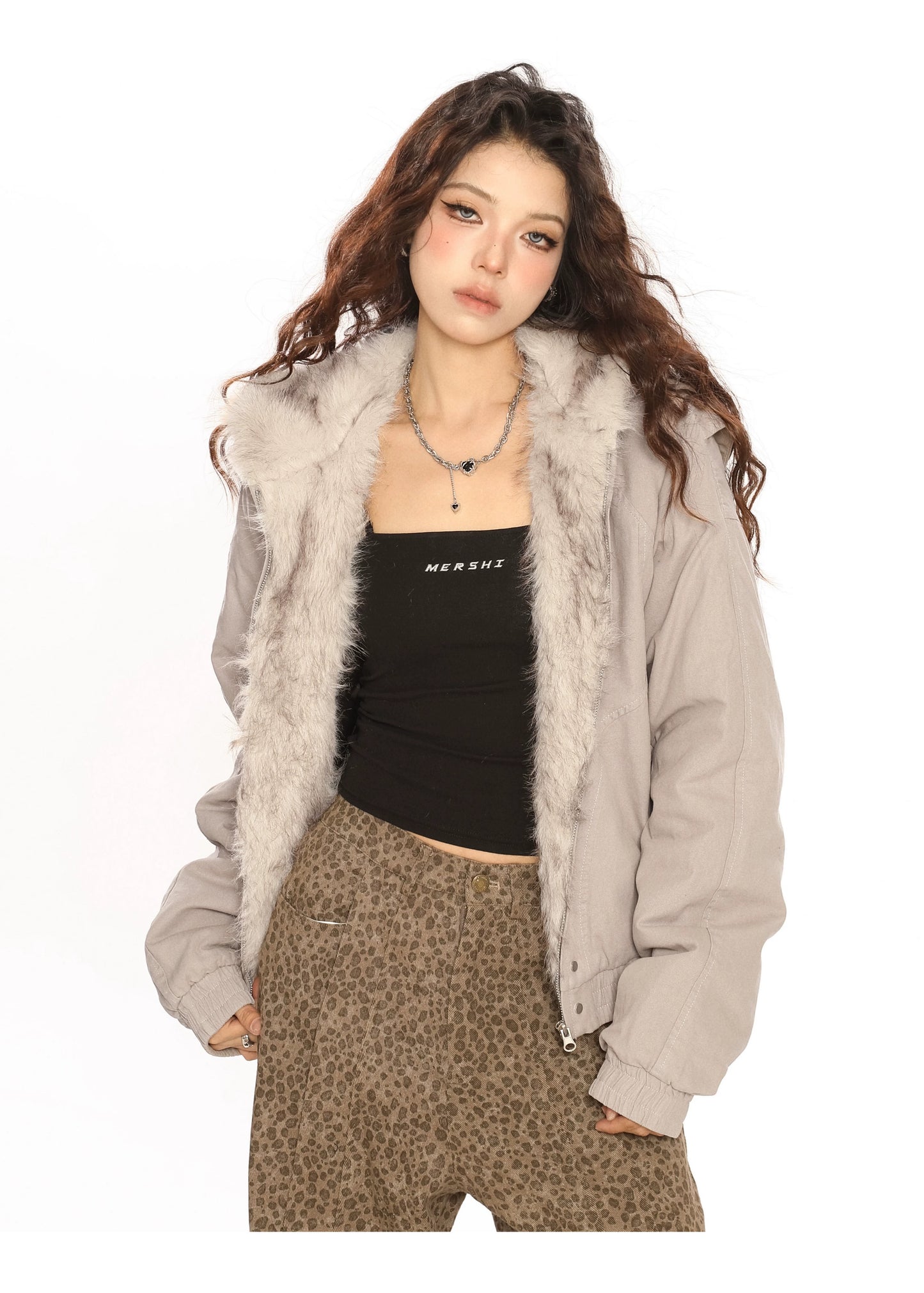【25s Nov.】Retro Fur Collar Hooded Cotton Coat