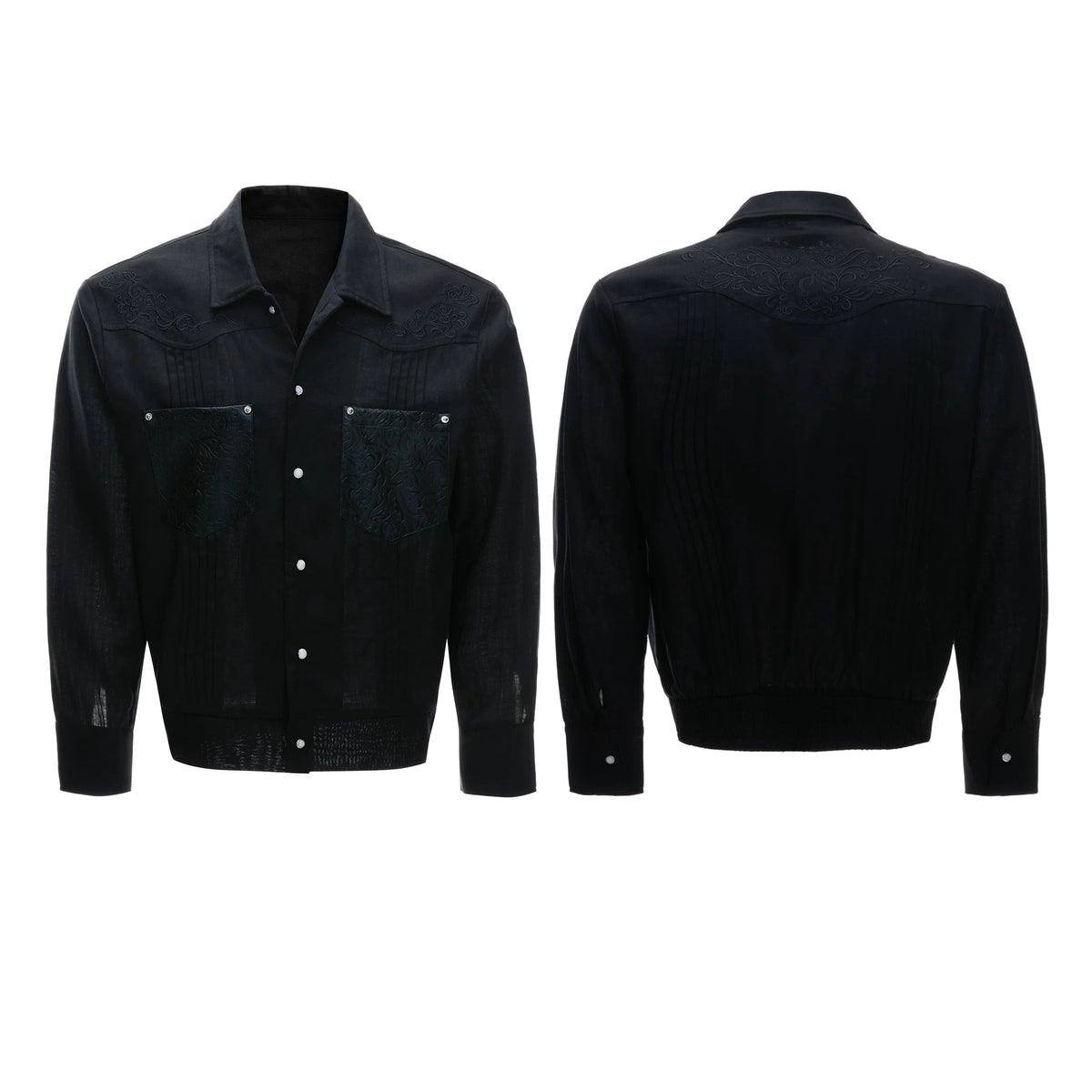 Floral Embroidered Linen Shirt Jacket