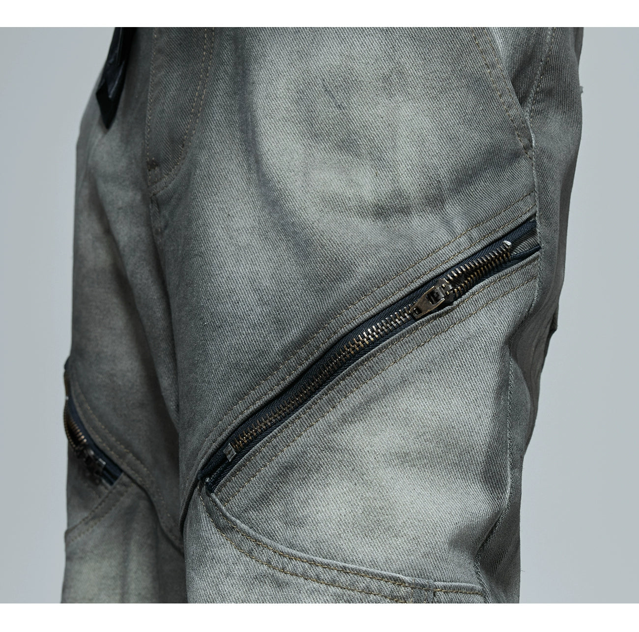 【25s Oct.】Wasteland-style Soft Denim Top/Deconstructed Zippered Flared Pants
