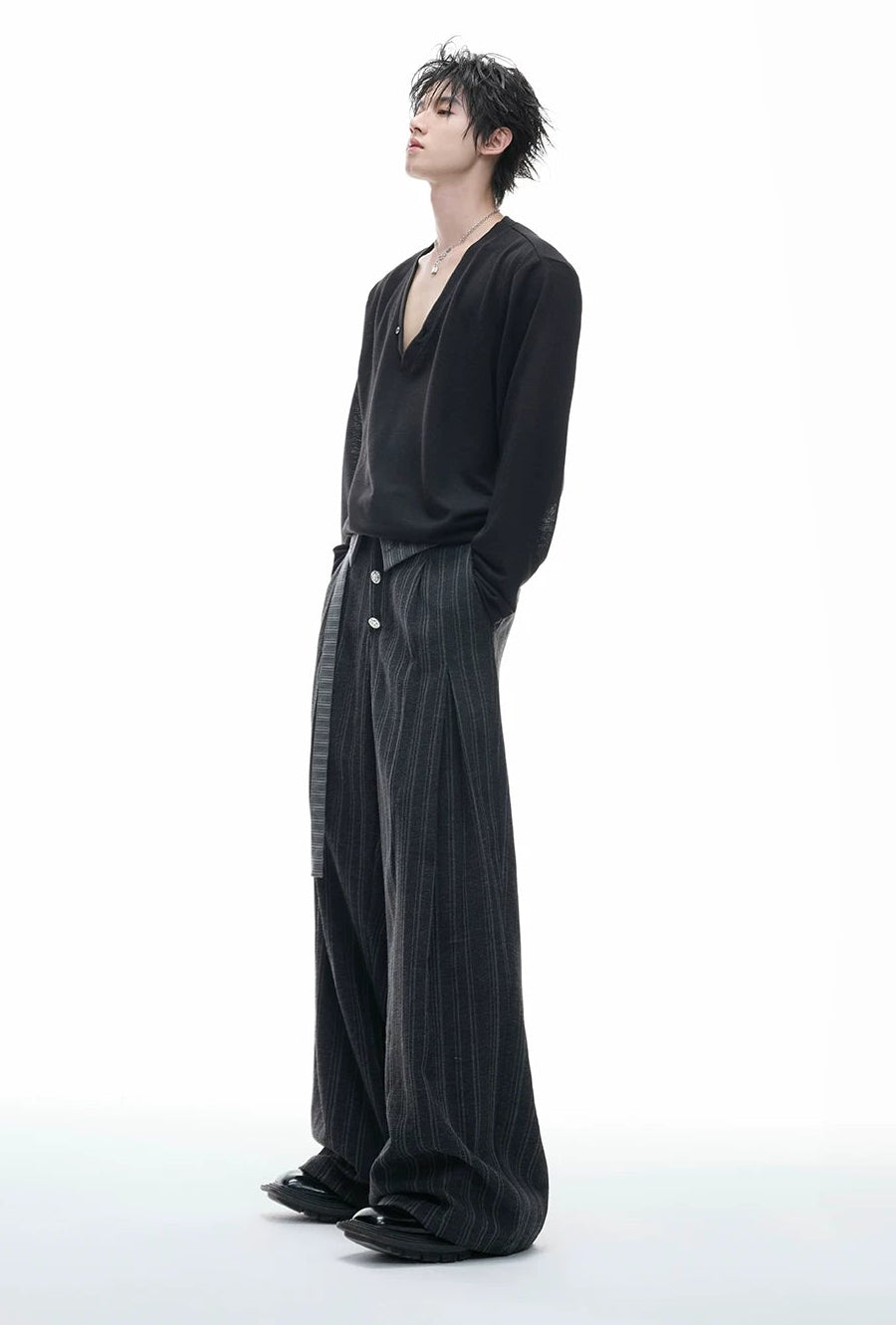 Embroidered Jacquard Wide-Leg Trousers