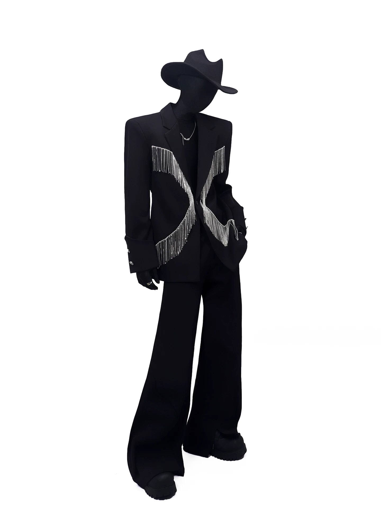 Rhinestone Fringe Stage Blazer