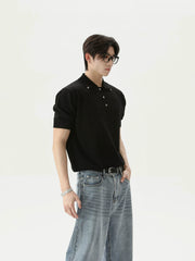 【25s Aug.】Retro Slim Fit Simple Polo Neck T-Shirt