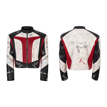 【25s Oct.】Graffiti Racing Leather Moto Jacket