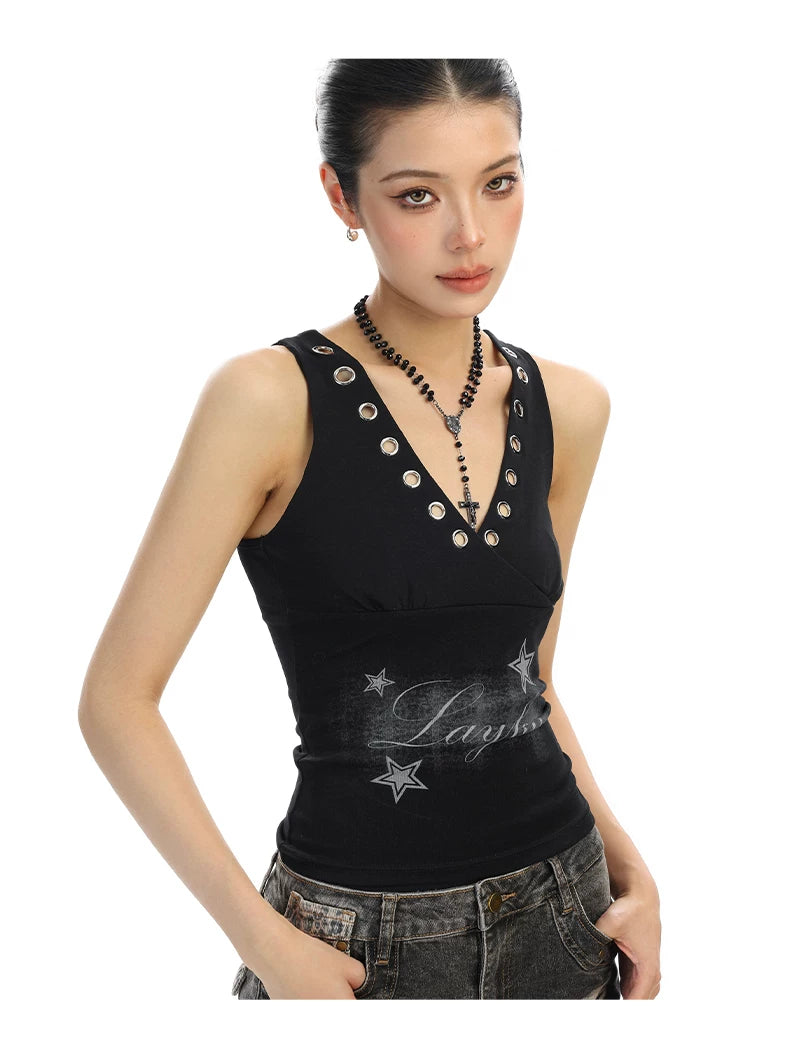 【26s Feb.】American Star Print Cropped Cami Tank Top