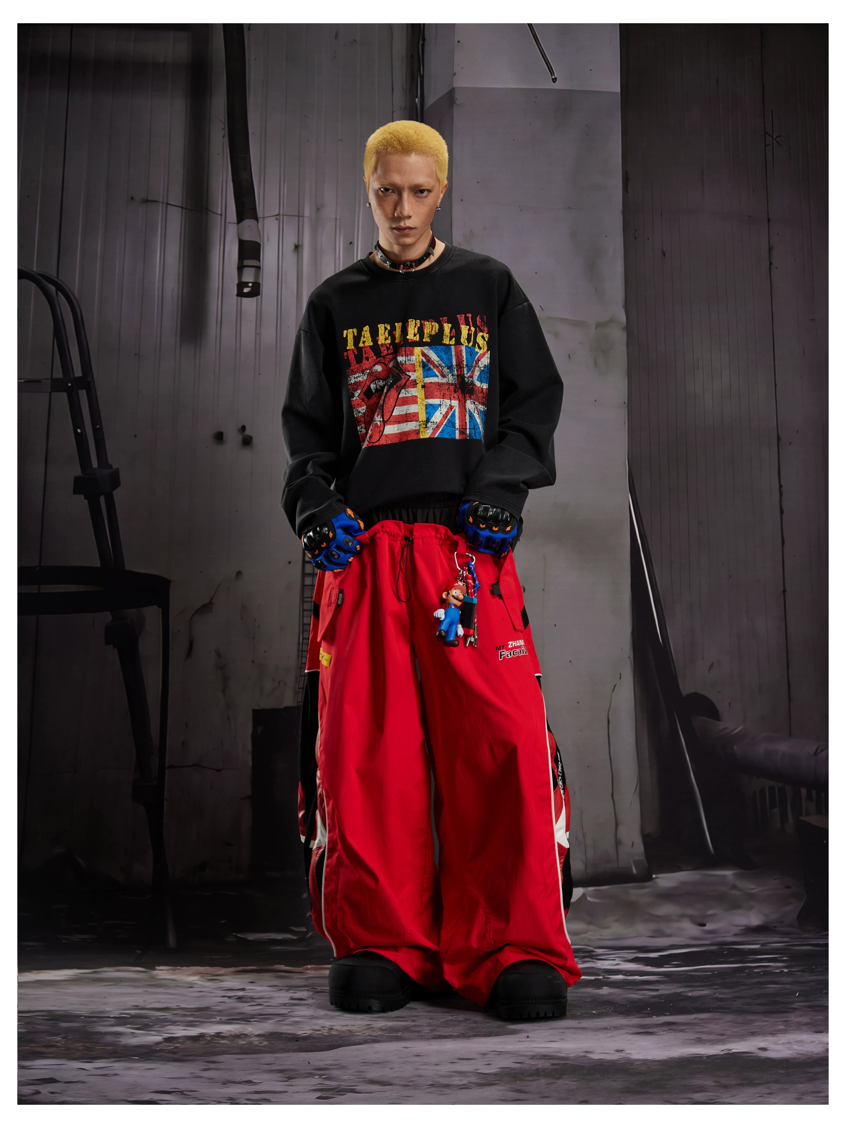 Deconstructed Racing Mesh Leather Pants