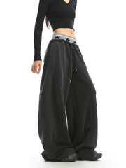 【26s Apr.】Double Waist Washed Fleece Wide-Leg Sweatpants