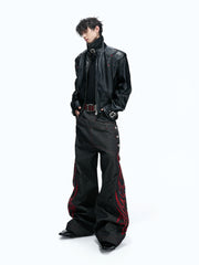 Crocodile Texture Stand Collar Jacket