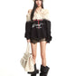 【25s Sep.】Vintage Off-the-shoulder Fur Collar Sweatshirt