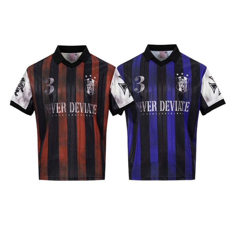 Vintage Badge Stripe Polo Jersey Tee