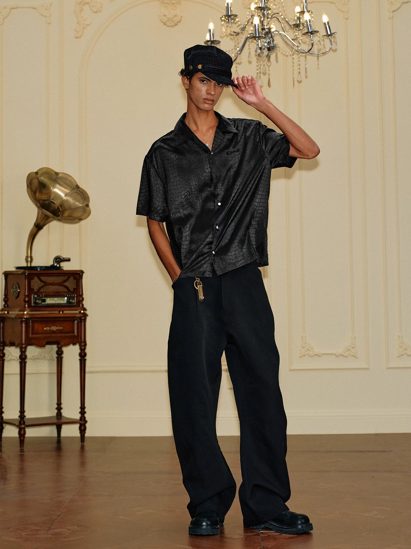 Snake Texture Satin Shirt