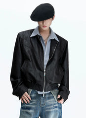 Pearlescent Striped Layered Shirt Jacket