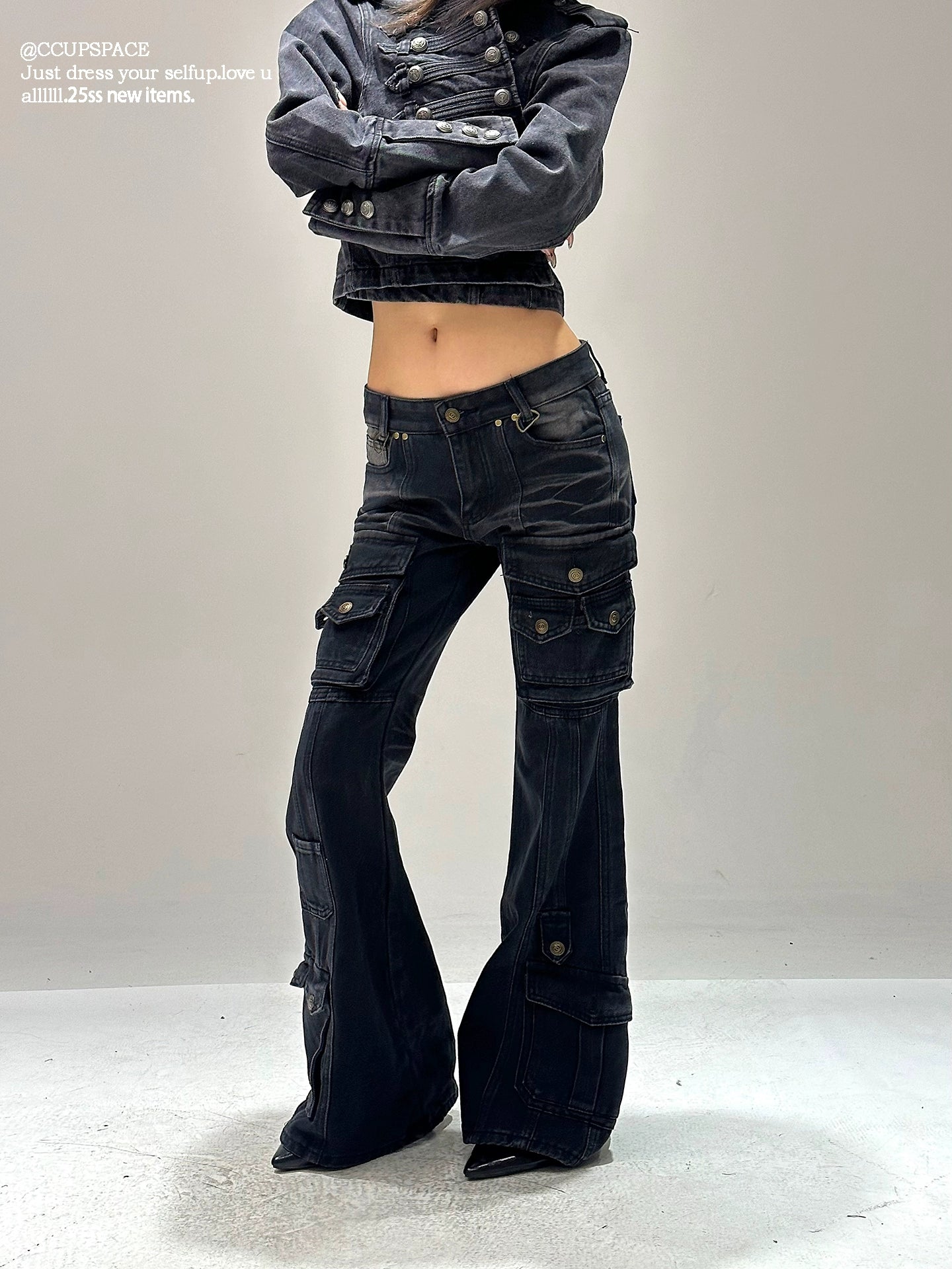 【25s Sep.】Retro Multi-pocket Hottie Low-rise Bootcut Jeans