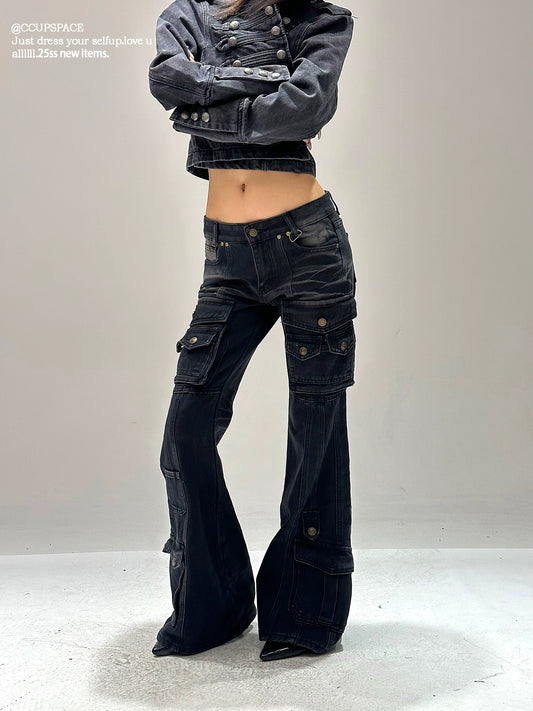 Retro Multi-pocket Hottie Low-rise Bootcut Jeans