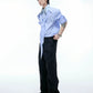 【25s Aug.】Diamond-embellished Ribbon-trimmed Shirt