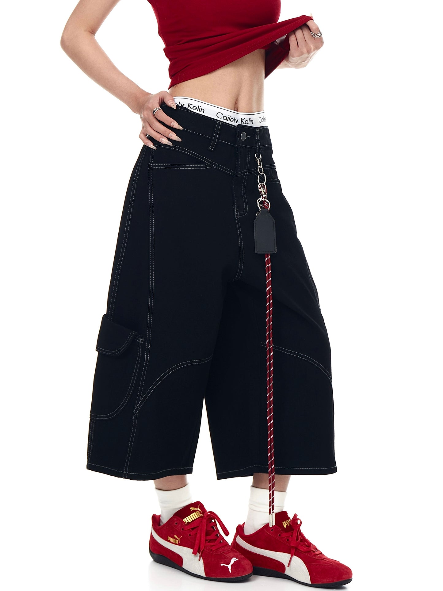 【25s Jul.】Vintage Deconstructed Topstitched Multi-pocket Short Jeans