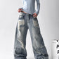 【25s Aug.】Vintage Blue Distressed Washed Loose Wide-Leg Jeans