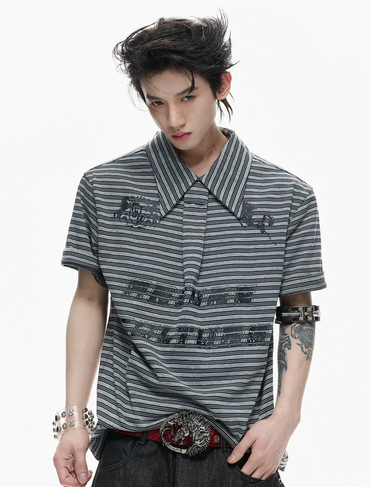 【26s Apr.】Contrast Stripe Embroidered Polo Tee