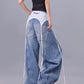 【25s Jul.】Lace Overlay Distressed Blade-Cut Wide Floor Jeans