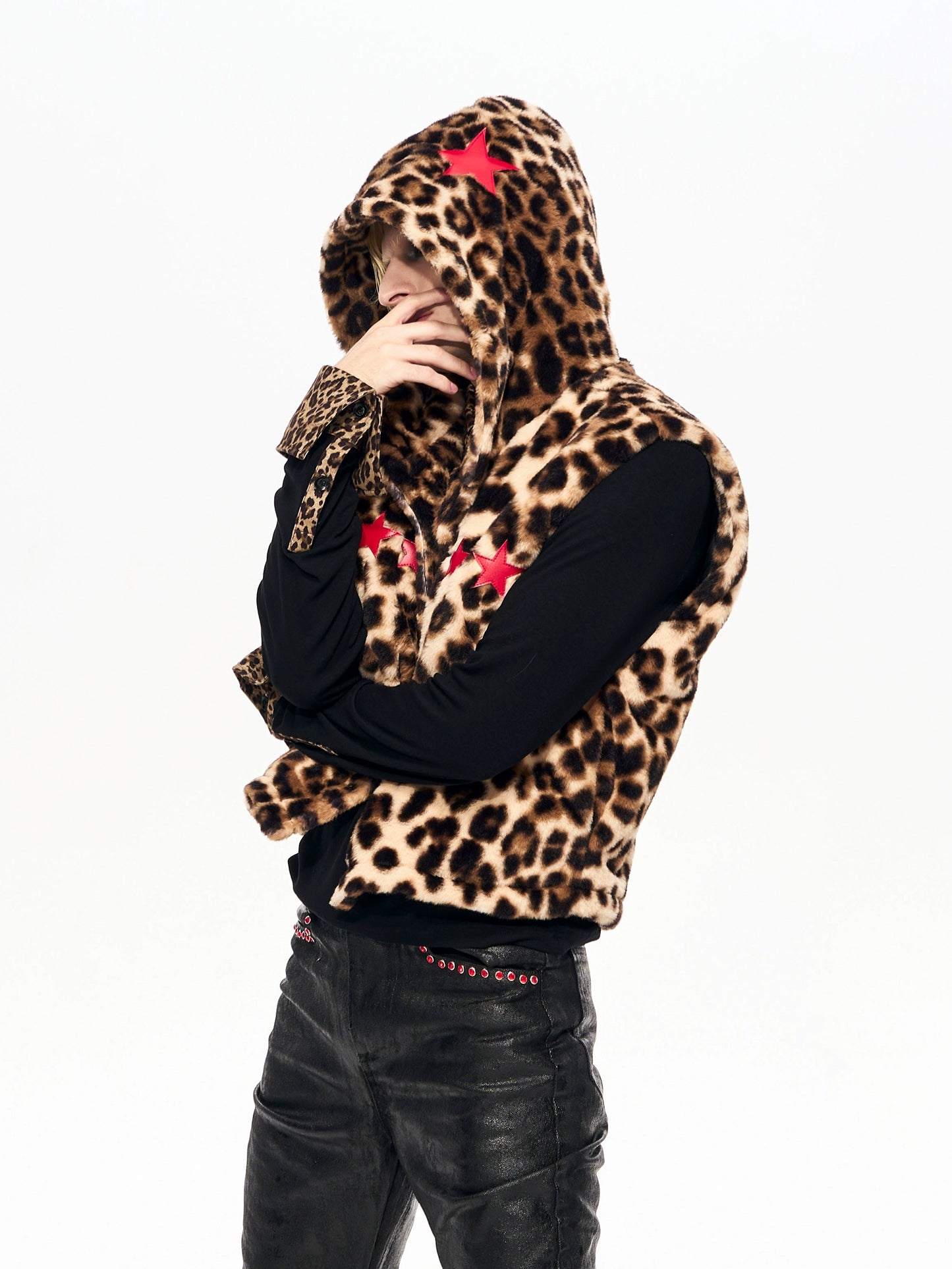 【25s Dec.】Leopard Print Fur Hooded Vest