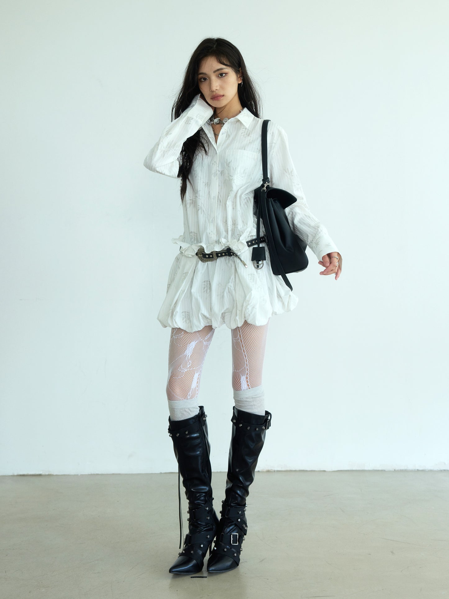 【25s Apr.】New Chinese Style Printed Pleated Bud Dress