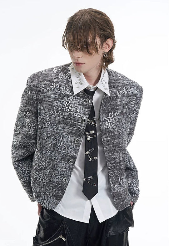【26s Jan.】Luxury Sequin Tweed Cropped Jacket