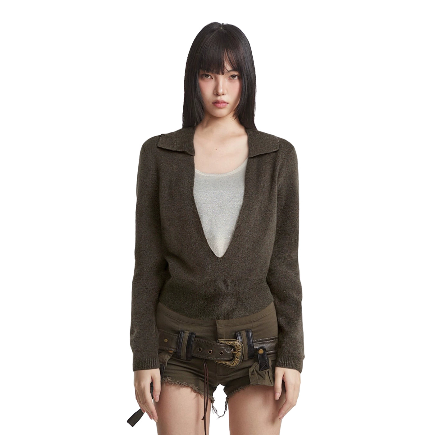 【25s Dec.】Retro Collared Faux Two-piece Knit Sweater