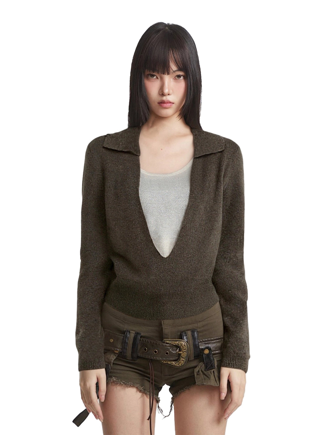 【25s Dec.】Retro Collared Faux Two-piece Knit Sweater