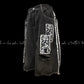 【25s Aug.】Black Striped Distressed Denim Shorts with Patch Details