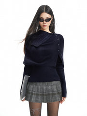 【25s Dec.】High-neck Knit Long-sleeved Base Layer/ Pleated Skirt