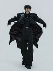 【25s Nov.】Crocodile-print Lace-up Metal Buckles Woolen Coat