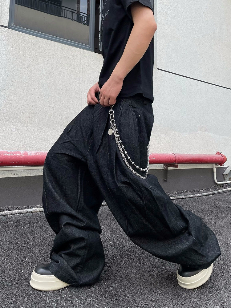 【25s Jun.】Distressed Drape Loose Scimitar Jeans