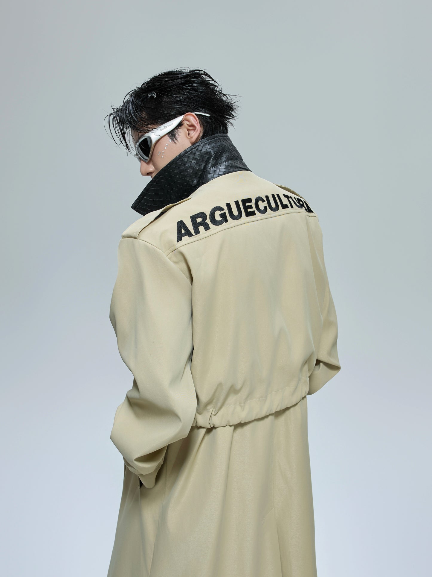 【25s Nov.】Long Patchwork Leather Casual Trench Coat