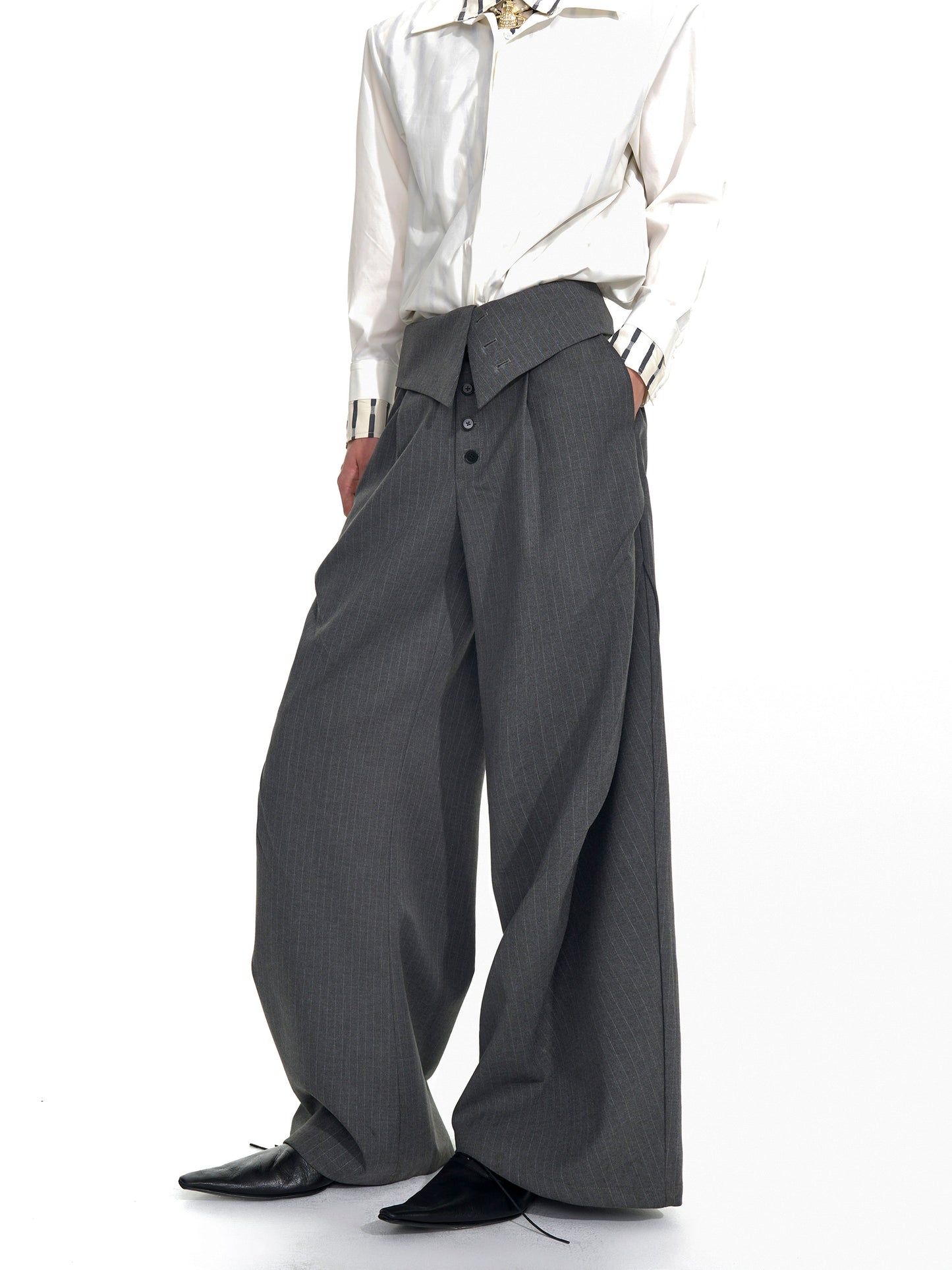 【25s Nov.】Vertical Striped Button-down Casual Trousers
