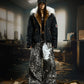 【25s Dec.】Leopard Print Patchwork Long Fur Hooded Jacket