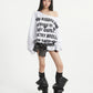 【25s Aug.】All-Over Letter Print Slanted Shoulder Sweatshirt