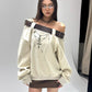 【25s Sep.】Belt with Off-shoulder Lazy Style Sweatshirt