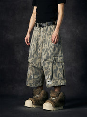 【25s Jun.】Leopard Print Ripped Pocket Cropped Pants
