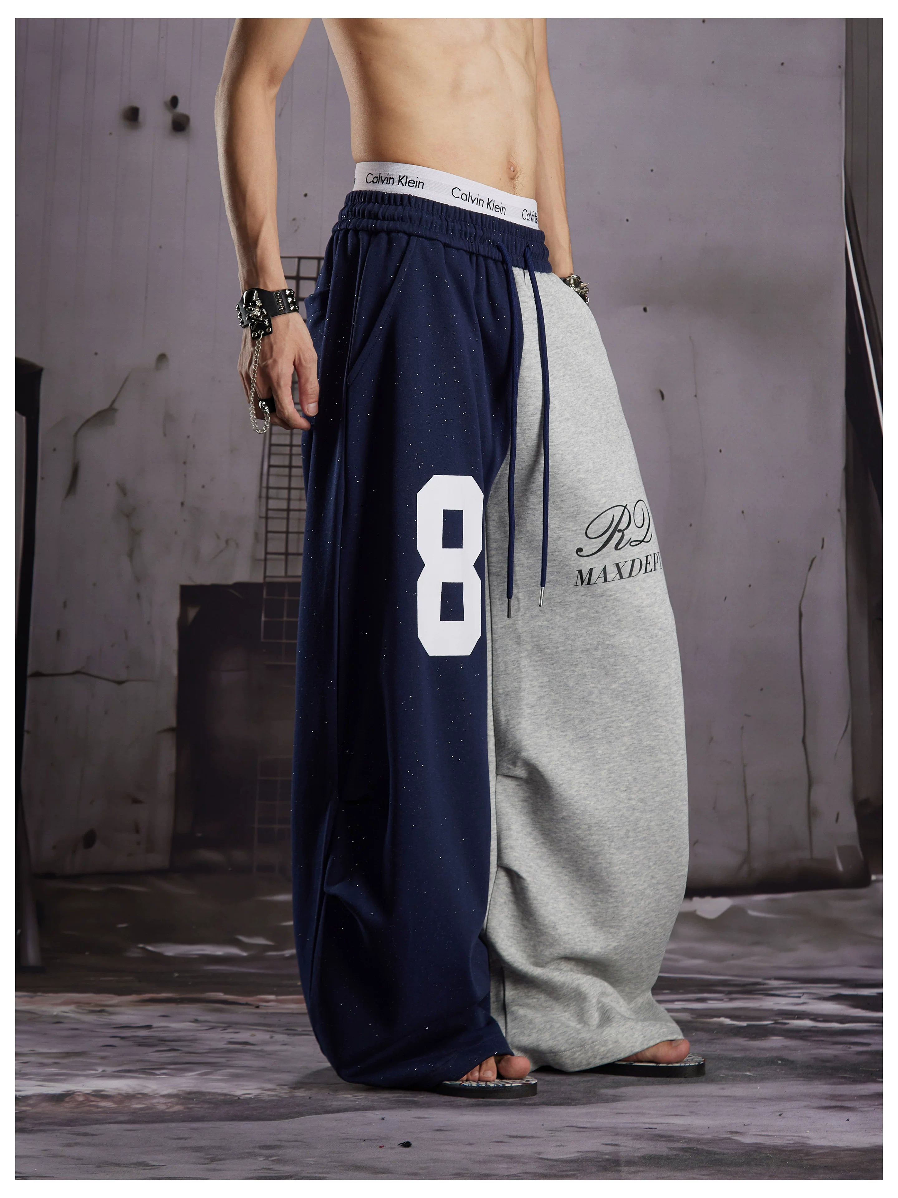 Black Red Contrast Jersey Sweatpants