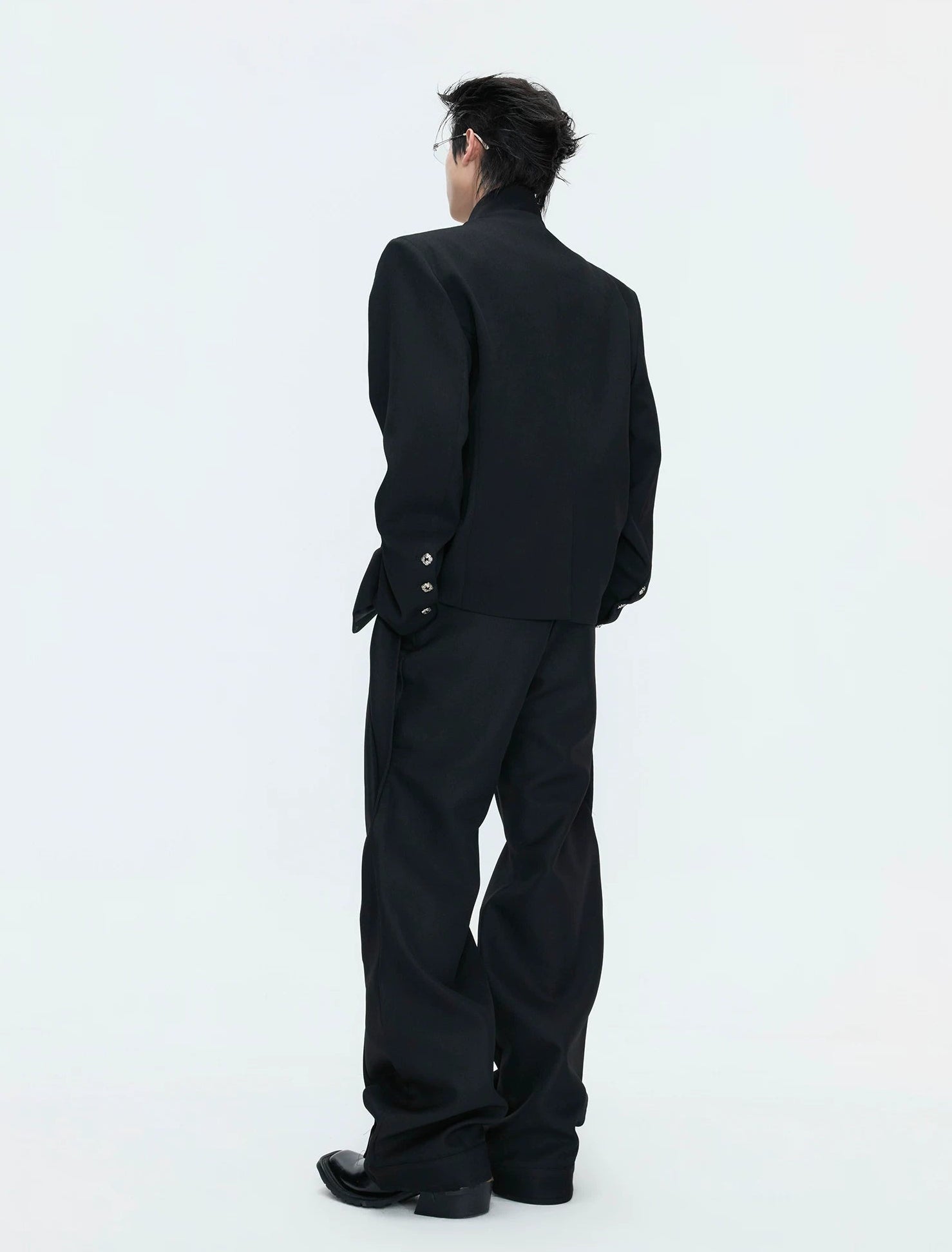 【26s Apr.】Layered Stand Collar V-Neck Structured Jacket / Pants