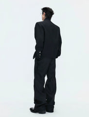 【26s Apr.】Layered Stand Collar V-Neck Structured Jacket / Pants
