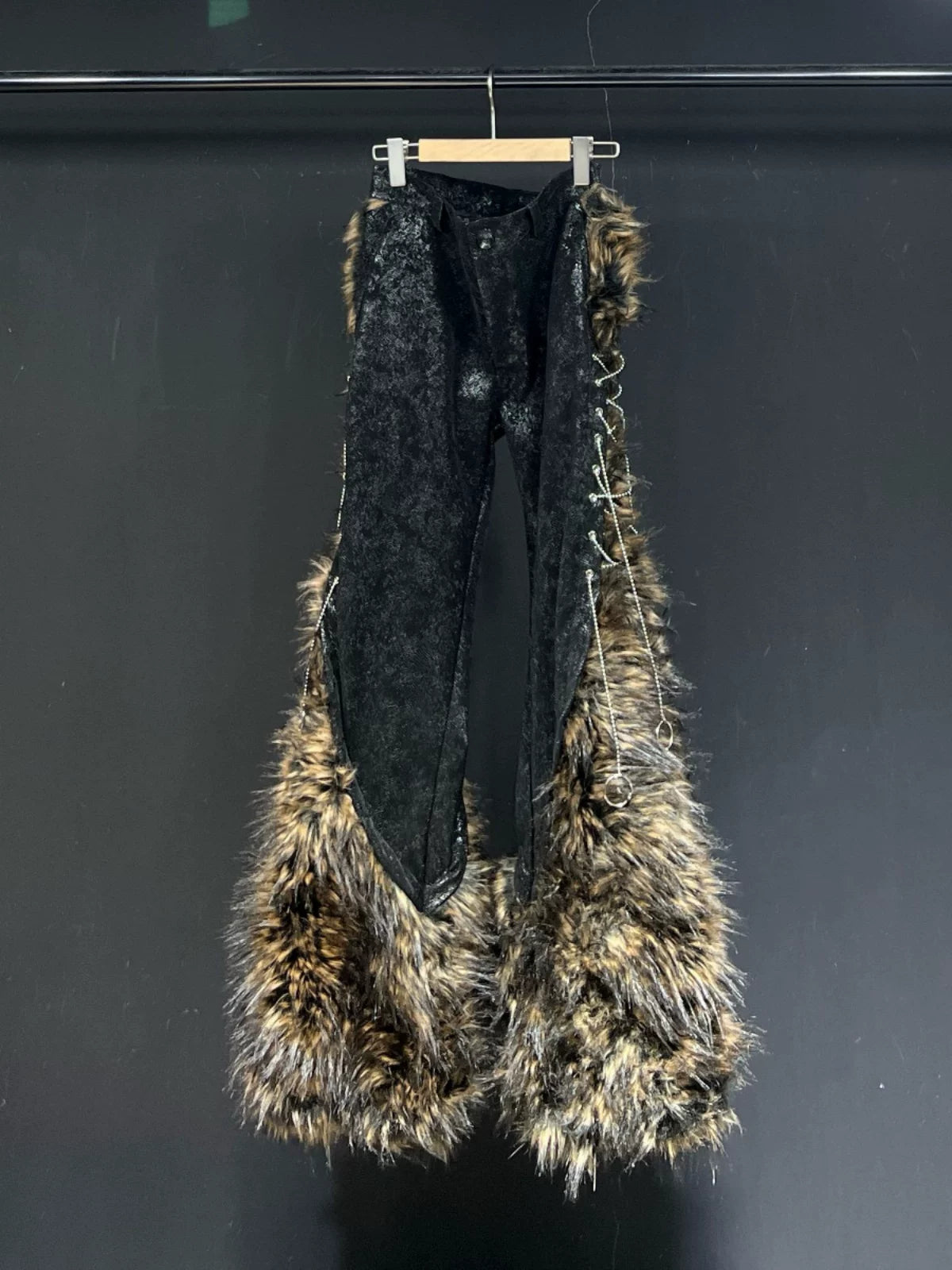 Animal Print Faux Fur Flared Pants