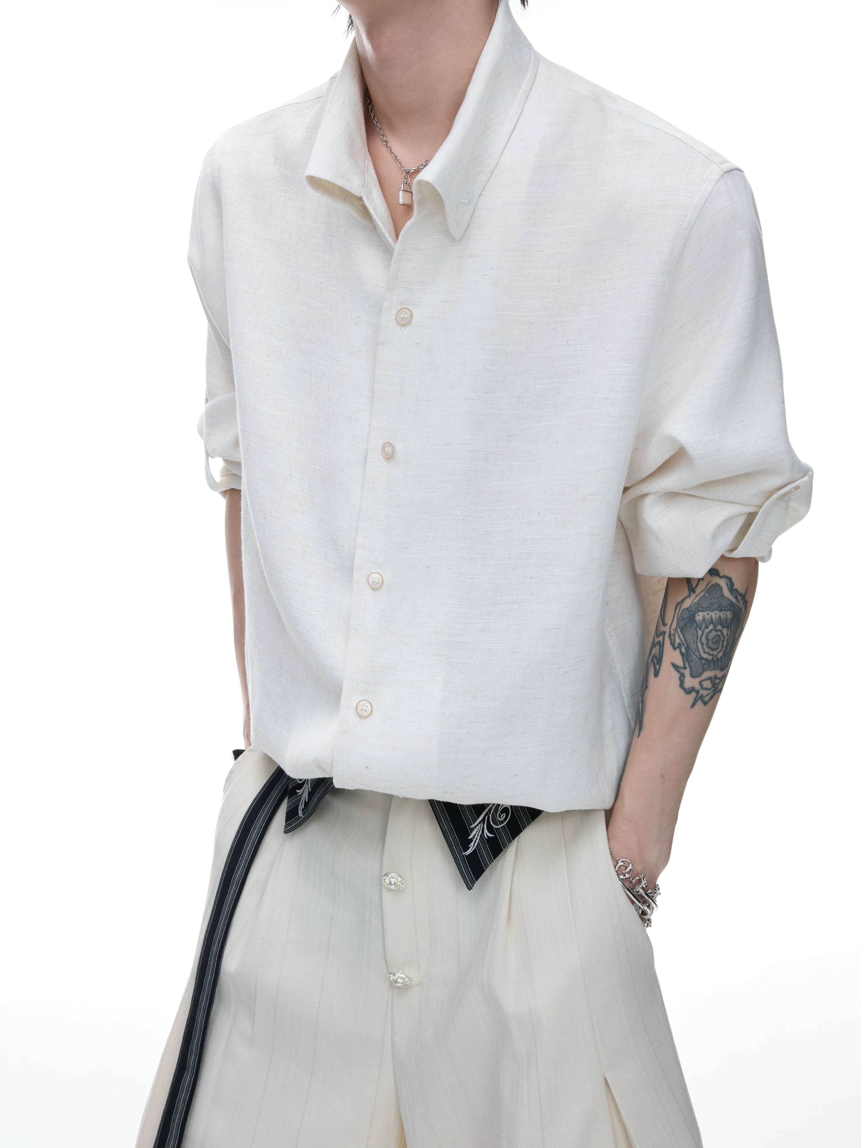 Textured Linen Relaxed Shirt