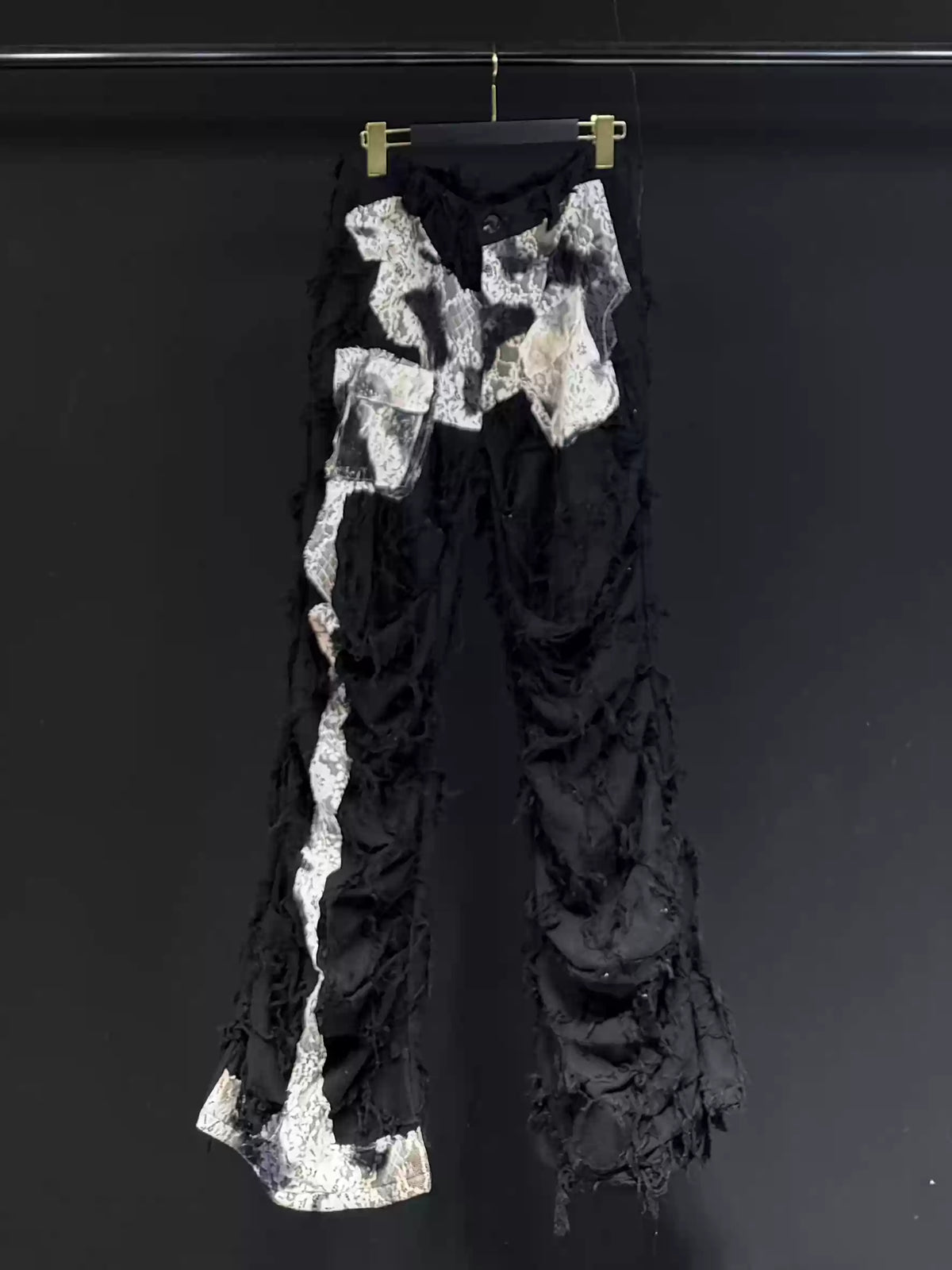 Distressed Raw Edge Relaxed Pants