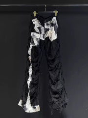 Distressed Raw Edge Relaxed Pants